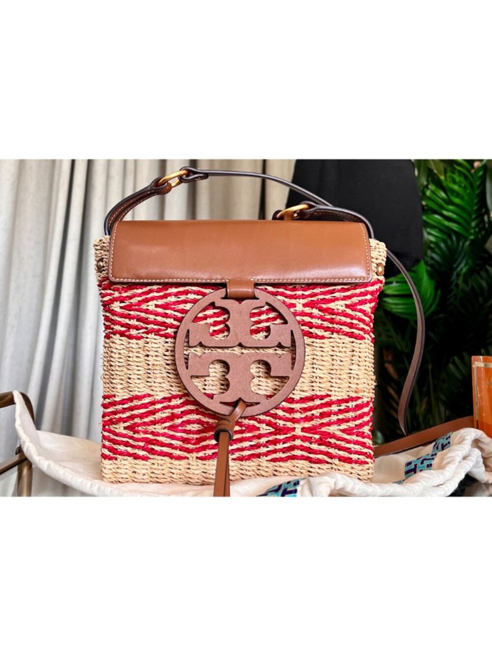 AUTHENTIC TORY BURCH RED STRIPED MILLER SHOULDER BAG/CROSSBODY - Picture 3 of 13